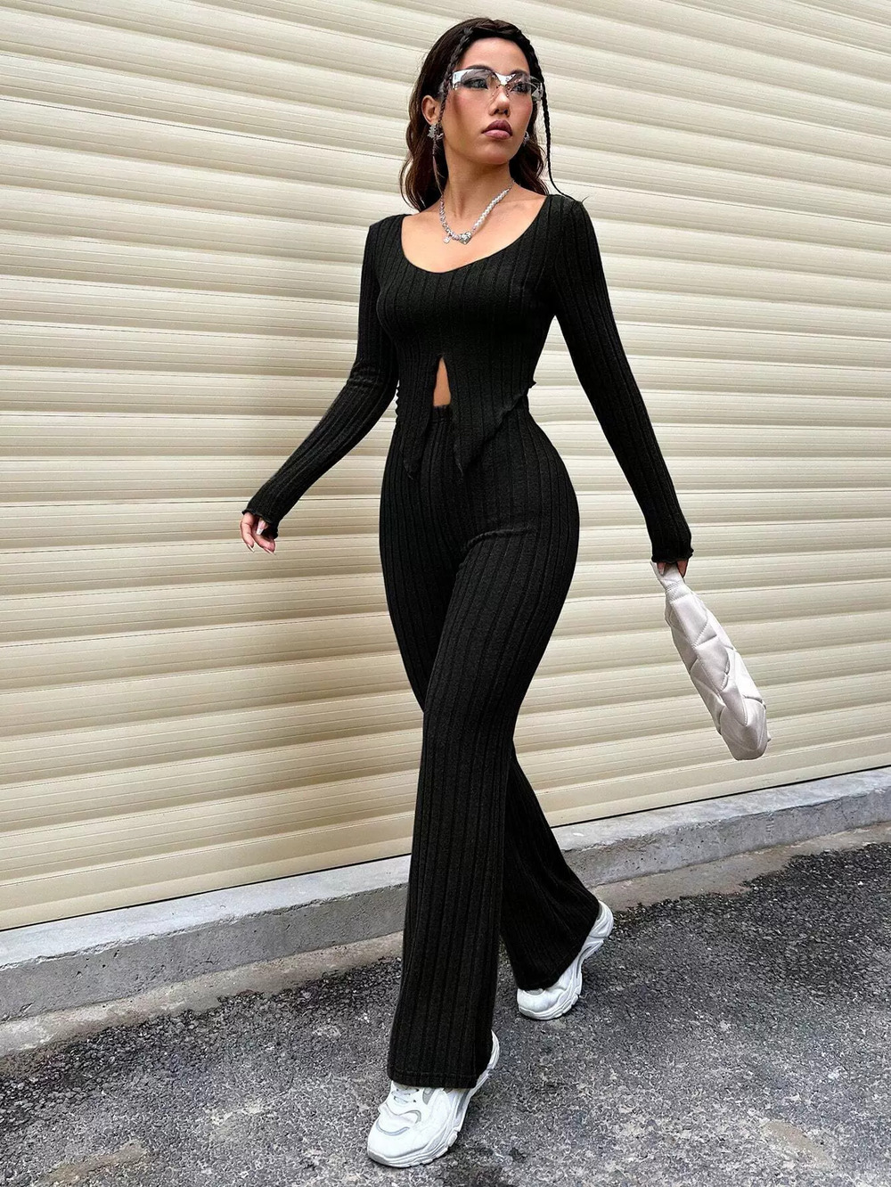 ZARA Spring Summer Solid Color Crop Top High Waist Slim Pants Set Dopamine
